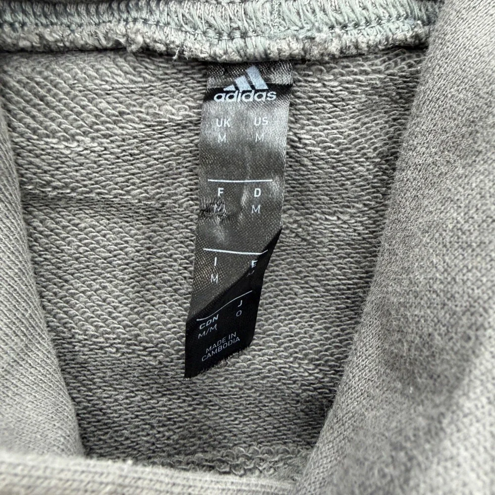 Adidas Real Madrid Mens Hoodie Charcoal Grey Soccer Graphic Sweatshirt Medium